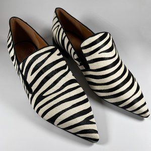 SARTO by Franco Sarto "Topaz" pointy toe loafer, zebra stripe, size 8.5